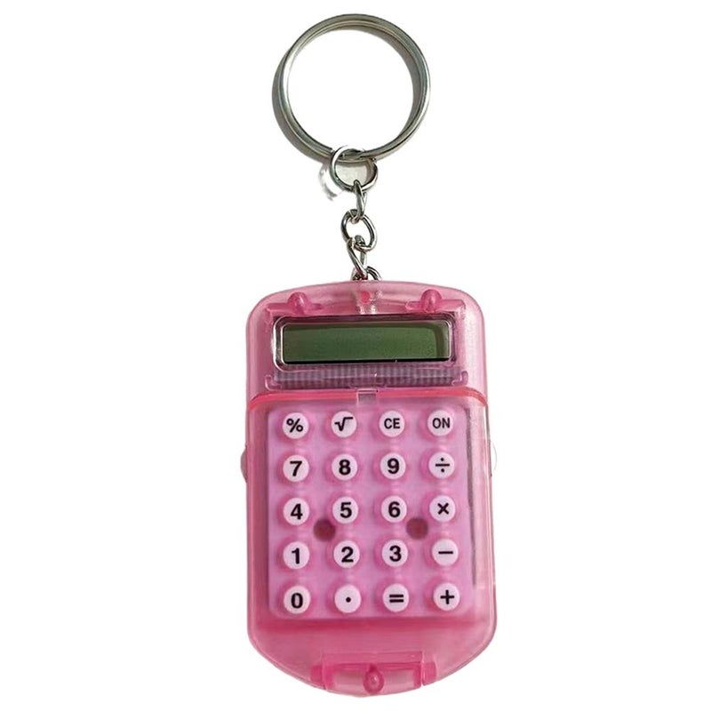 Mini transparent flip calculator for elementary school students, portable calculator for exams, cute keychain gift.